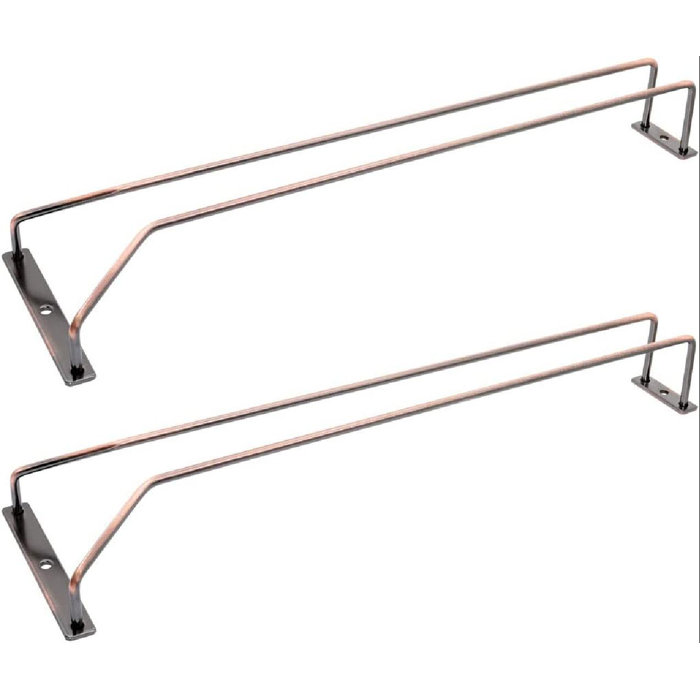 Prep & Savour Copper Wine Glass Rack, Stemware Rack, Wire Hanging Rack, Under Metal Wine